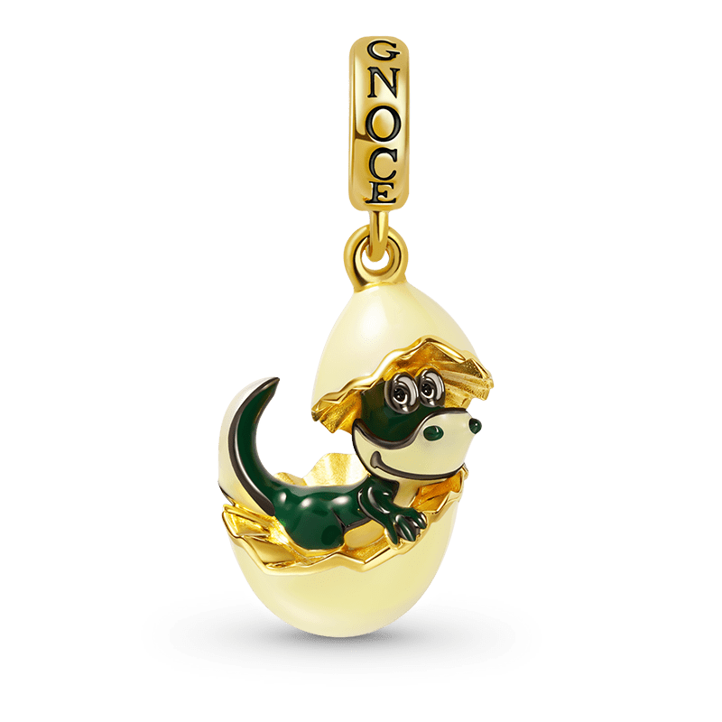 Newborn Dinosaur Pendant Dangle Charm Sterling Silver 18k Gold Plated_1