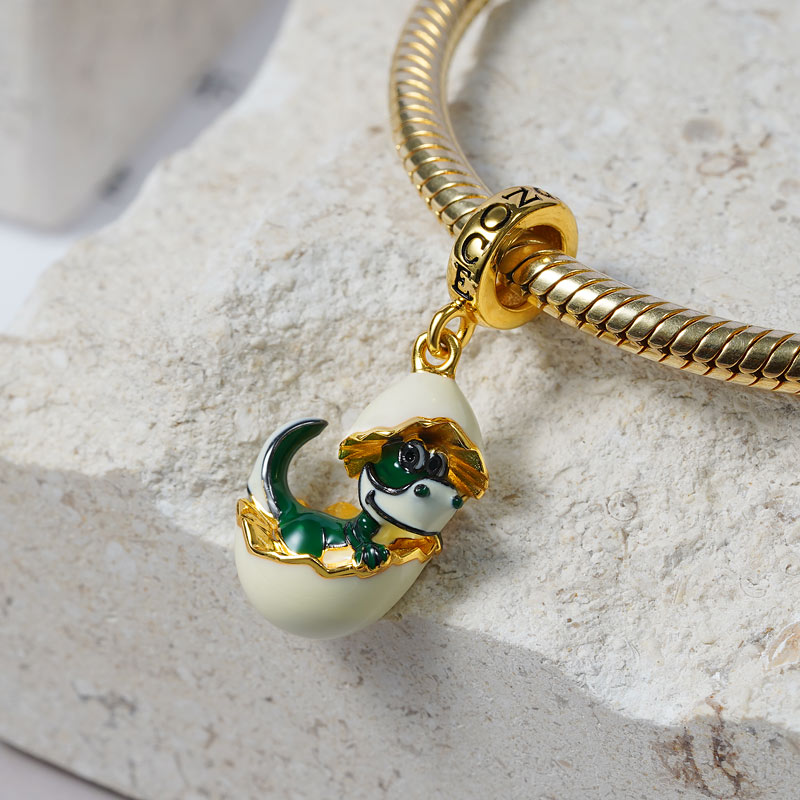 Newborn Dinosaur Pendant Dangle Charm Sterling Silver 18k Gold Plated_2