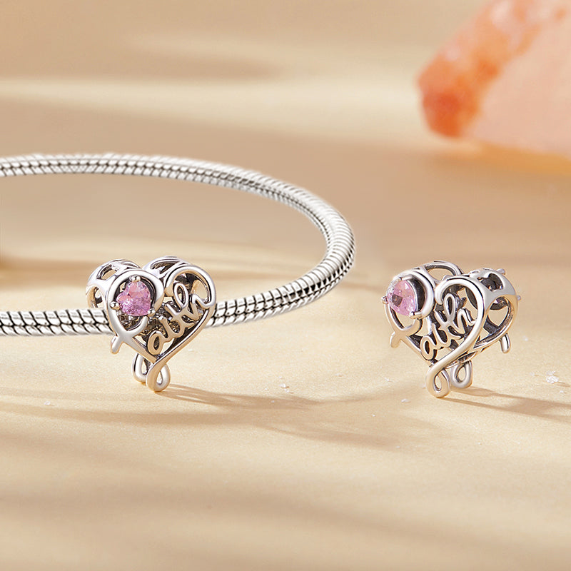 Gnoce Pink Heart Faith Charm_3