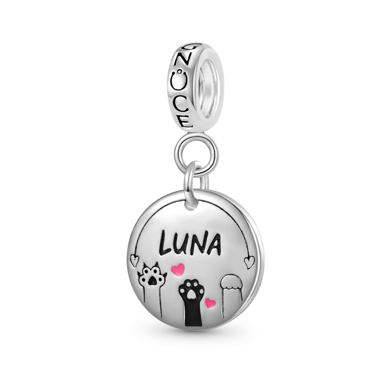Gnoce Cute Pet Paw Print Engravable Disk Pendant Dangle Charm_1