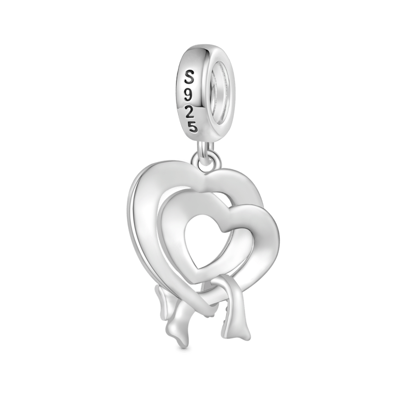 Gnoce Engravable Name Double Love Heart Pendant Dangle Charm_3