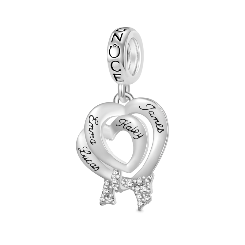 Gnoce Engravable Name Double Love Heart Pendant Dangle Charm_1