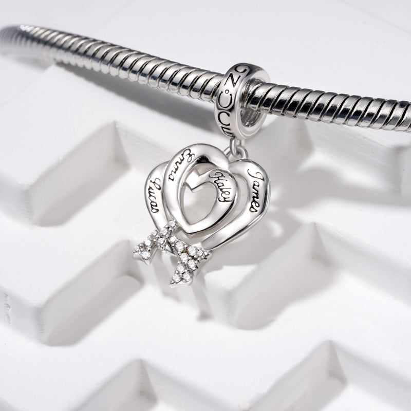 Gnoce Engravable Name Double Love Heart Pendant Dangle Charm_4