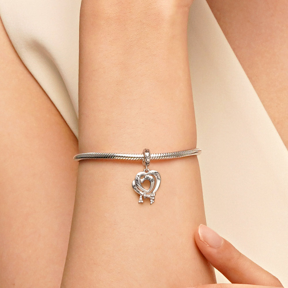 Gnoce Engravable Name Double Love Heart Pendant Dangle Charm_6