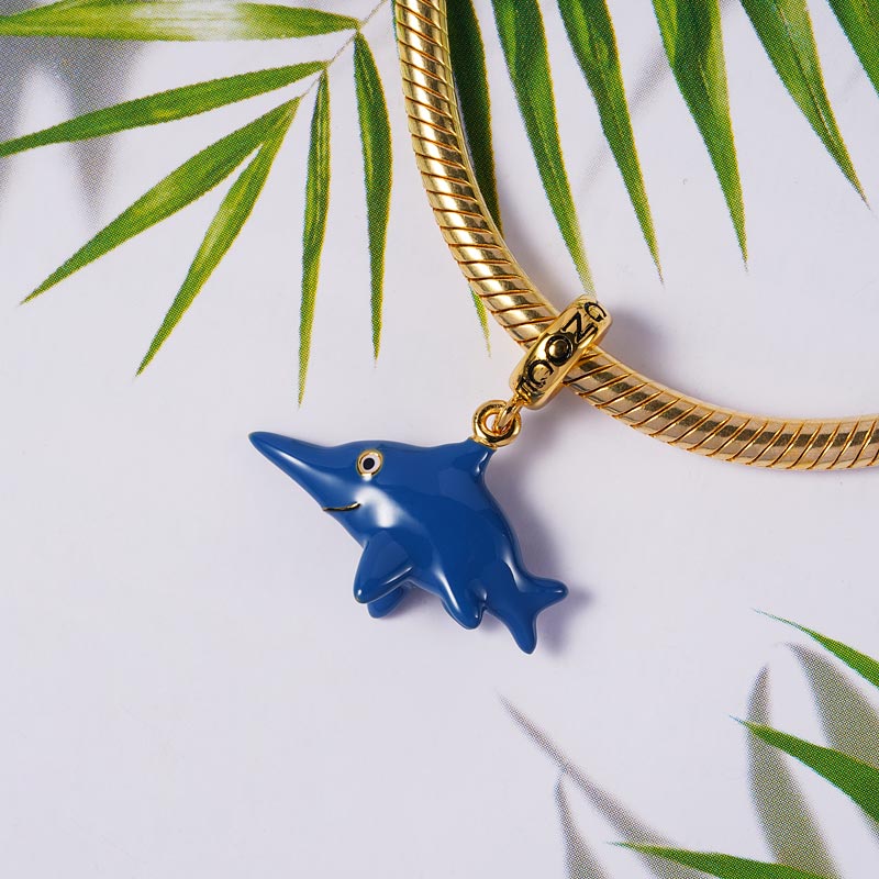 Ichthyosauria Pendant Dangle Charm Sterling Silver 18k Gold Plated_2