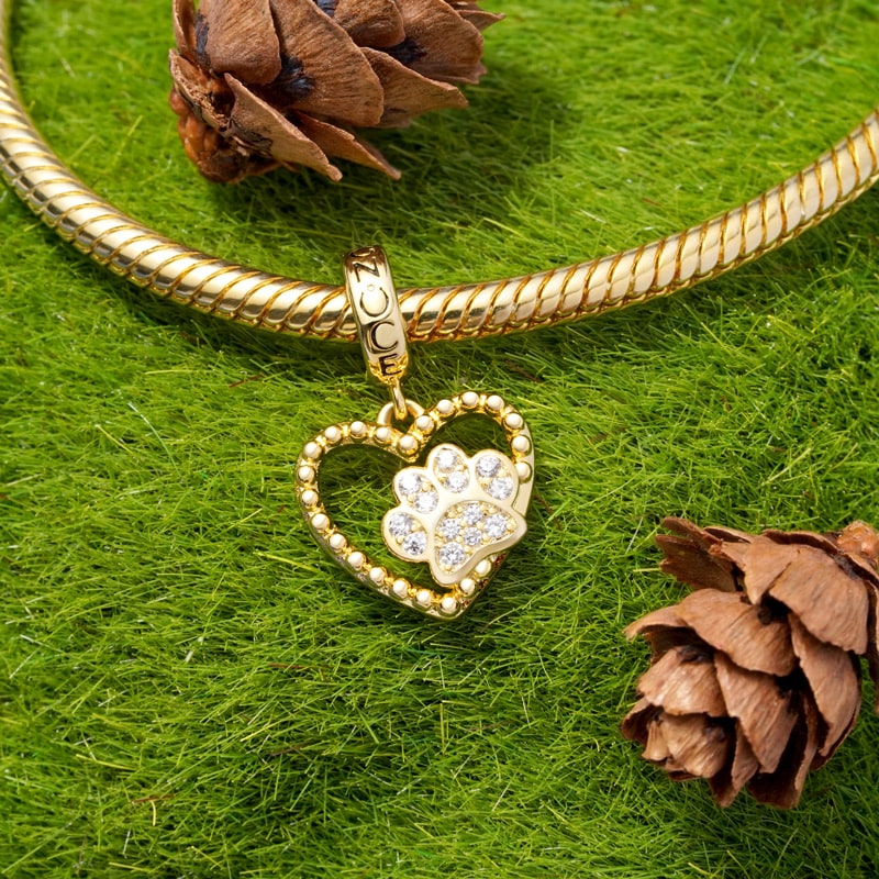 Gnoce Love Heart Dog Claw Pendant Dangle Charm_3