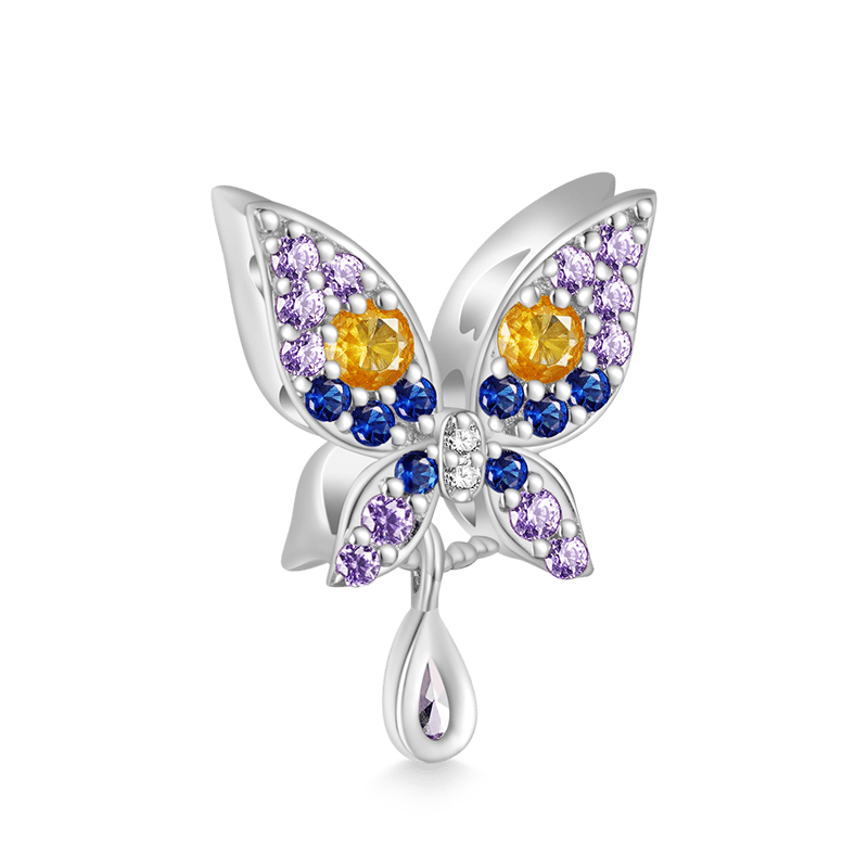 Gnoce Purple Butterfly With Pear-shaped CZ Charm_2