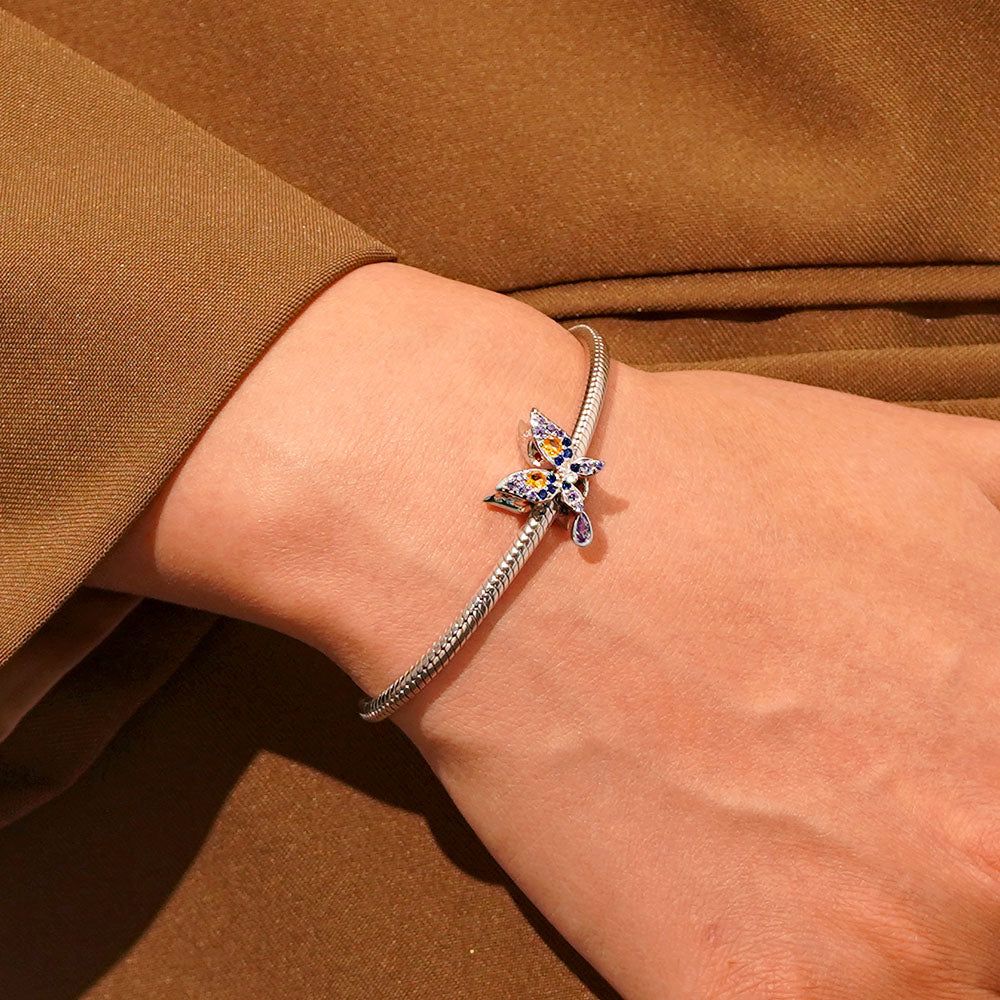 Gnoce Purple Butterfly With Pear-shaped CZ Charm_5