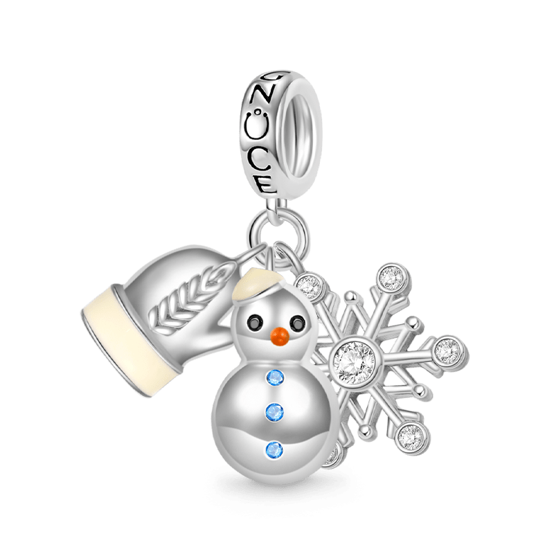 Gnoce Glove, Snowman & Snowflakes Winter Triple Pendant Dangle Charm_1