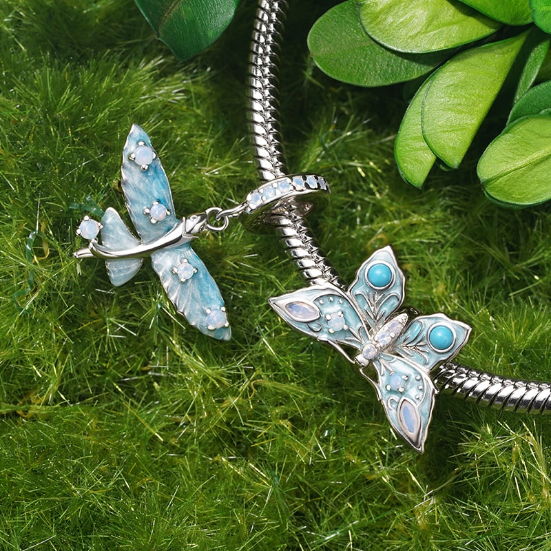 Gnoce Blue Vintage Butterfly Stopper Charm_4