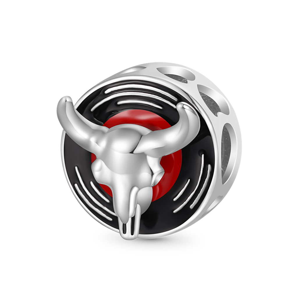 Gnoce Silver Cattle Skull Record Charm_1