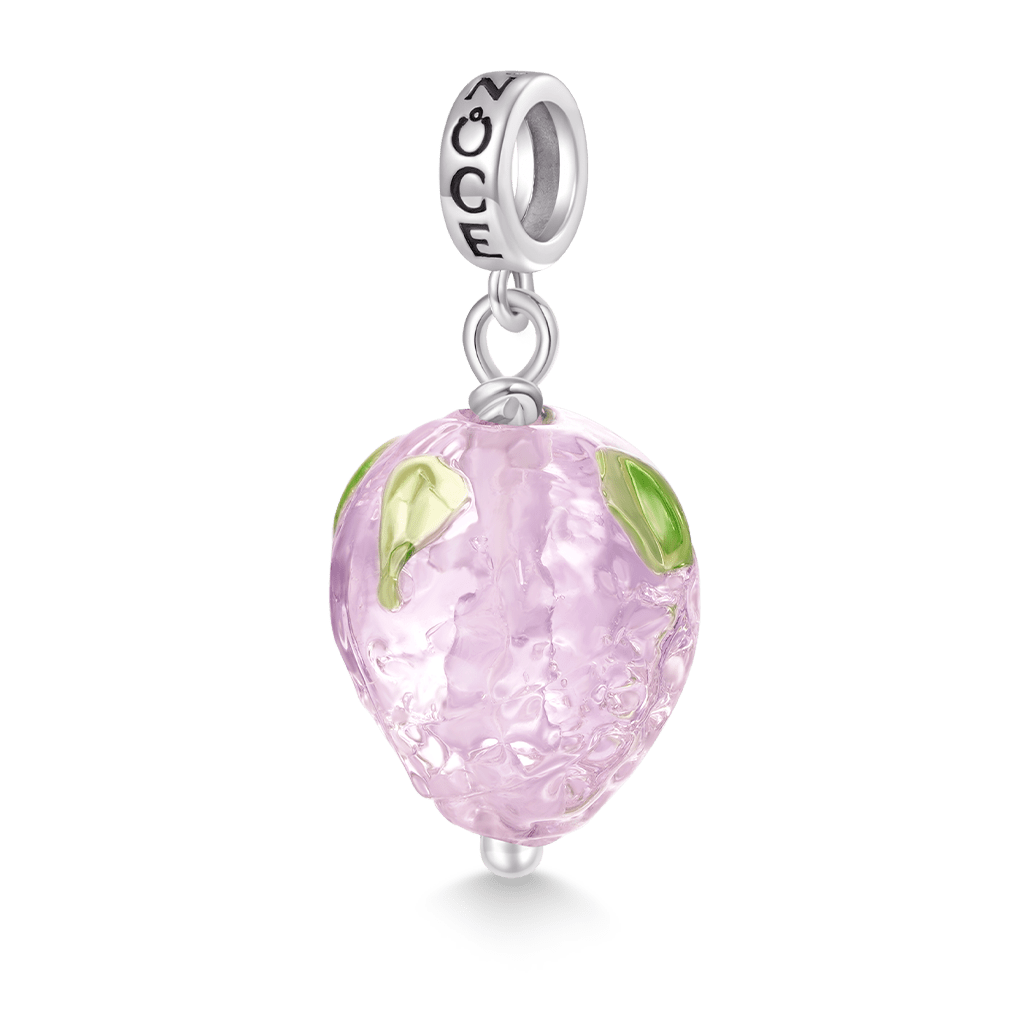 Gnoce Glass Fruit Pink Strawberry Pendant Dangle Charm_1