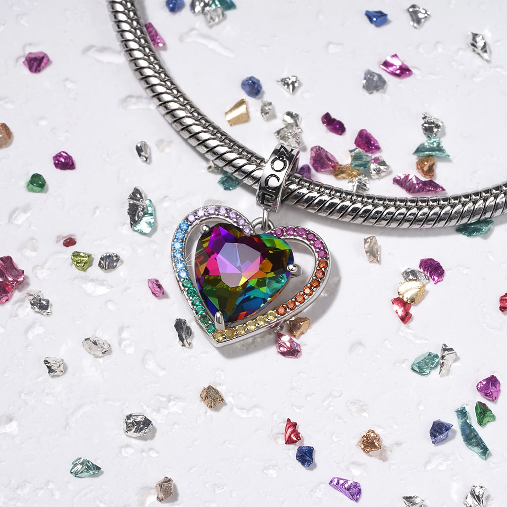 Gnoce Colorful Love Heart Pendant Dangle Charm_3