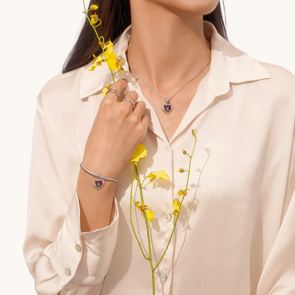 Gnoce Colorful Love Heart Pendant Dangle Charm_5