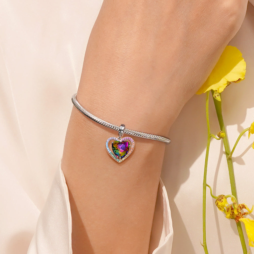 Gnoce Colorful Love Heart Pendant Dangle Charm_6