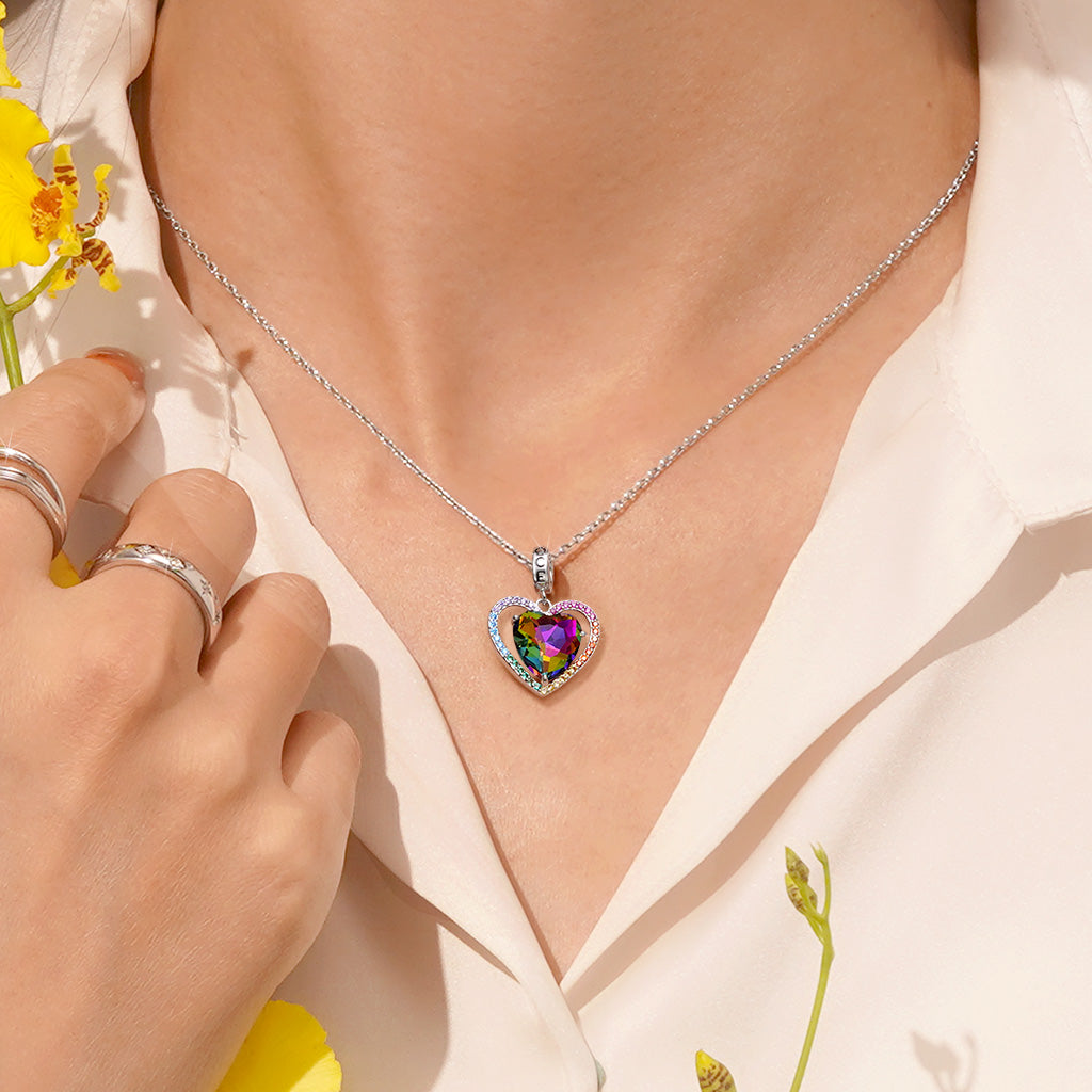 Gnoce Colorful Love Heart Pendant Dangle Charm_4