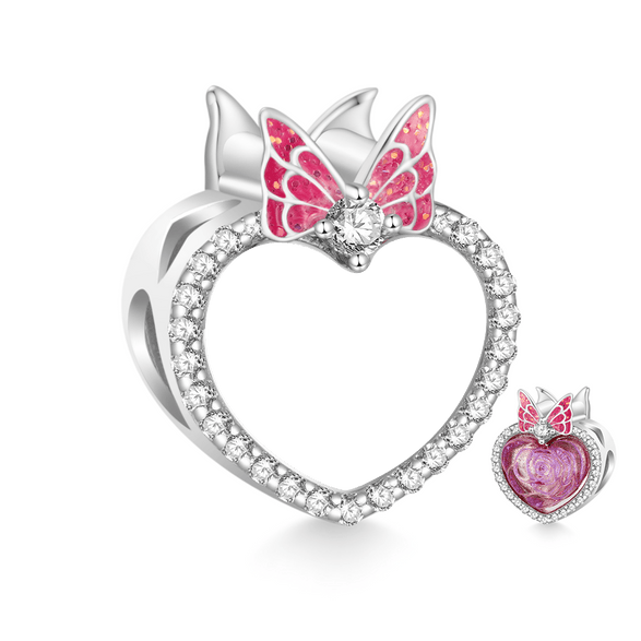 Gnoce Engravable Heart Pink Rose Charm