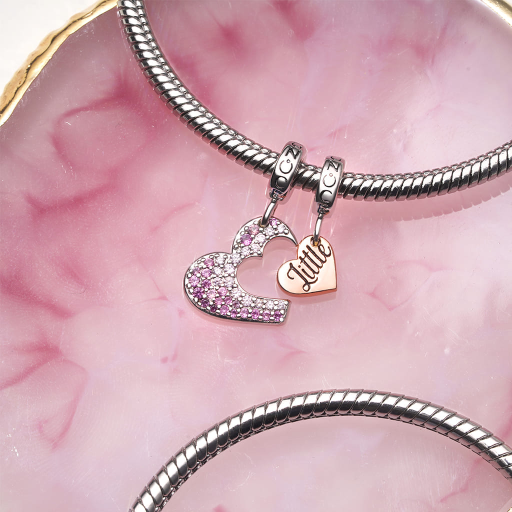 Gnoce "Big Little" Love Stitching Pendant Dangle Charm_5