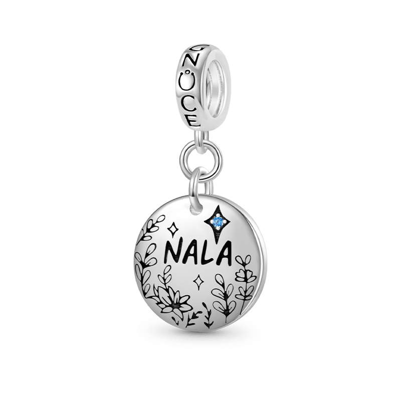 Gnoce Engravable Flowers Disk Pendant Dangle Charm_1