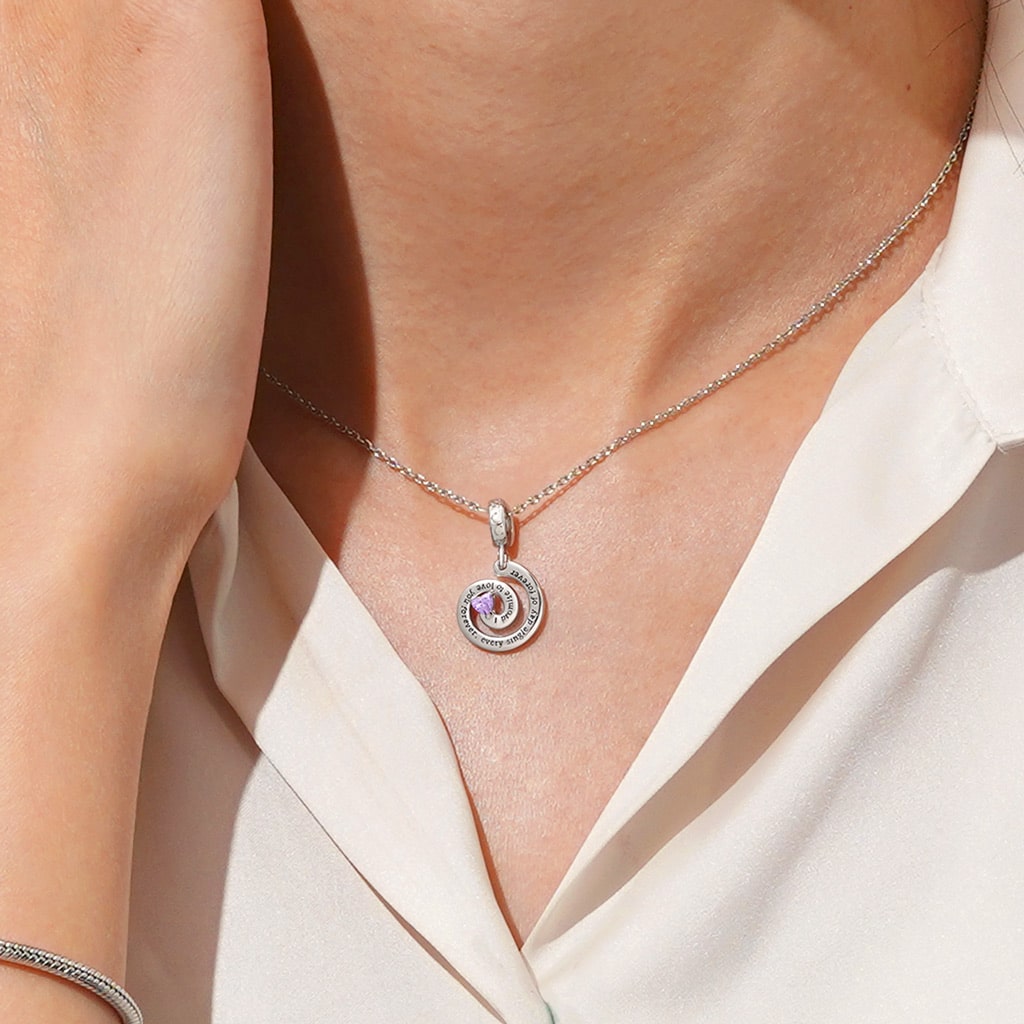 Gnoce "I promise to love you forever" Spiral Love Pendant Dangle Charm_5