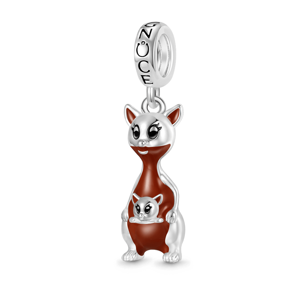 Gnoce Silver Kangaroo Mother Pendant Dangle Charm_1