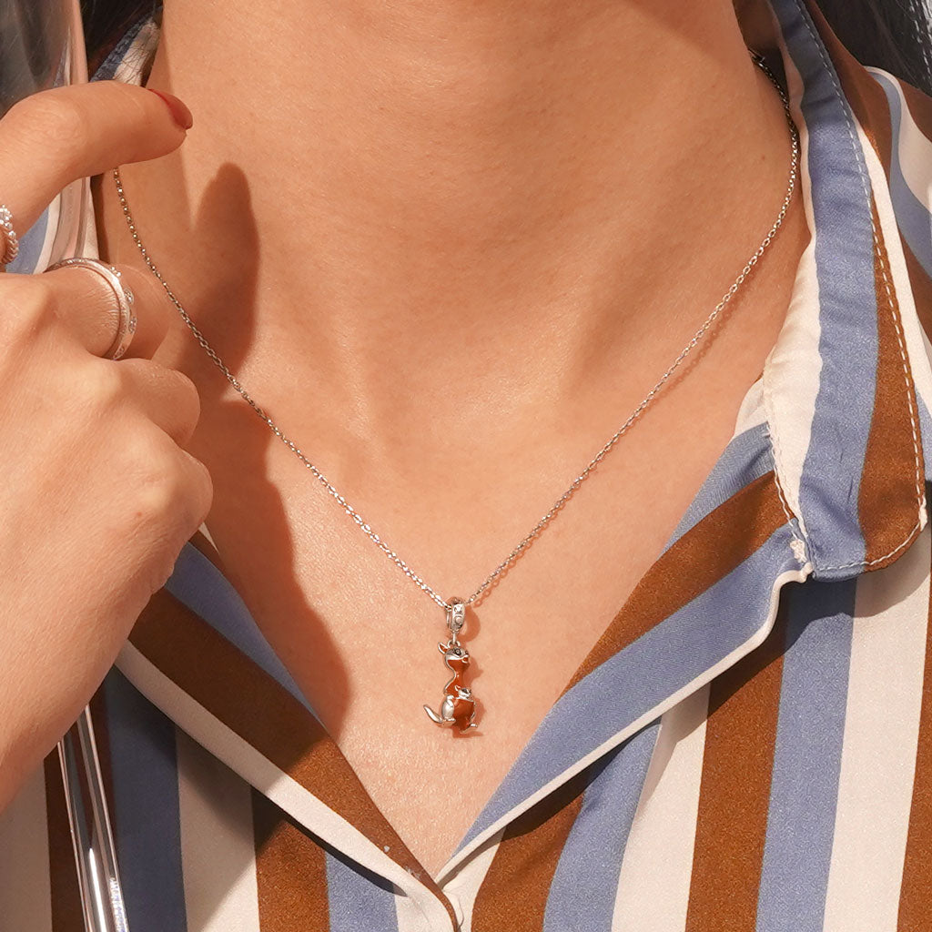 Gnoce Silver Kangaroo Mother Pendant Dangle Charm_5