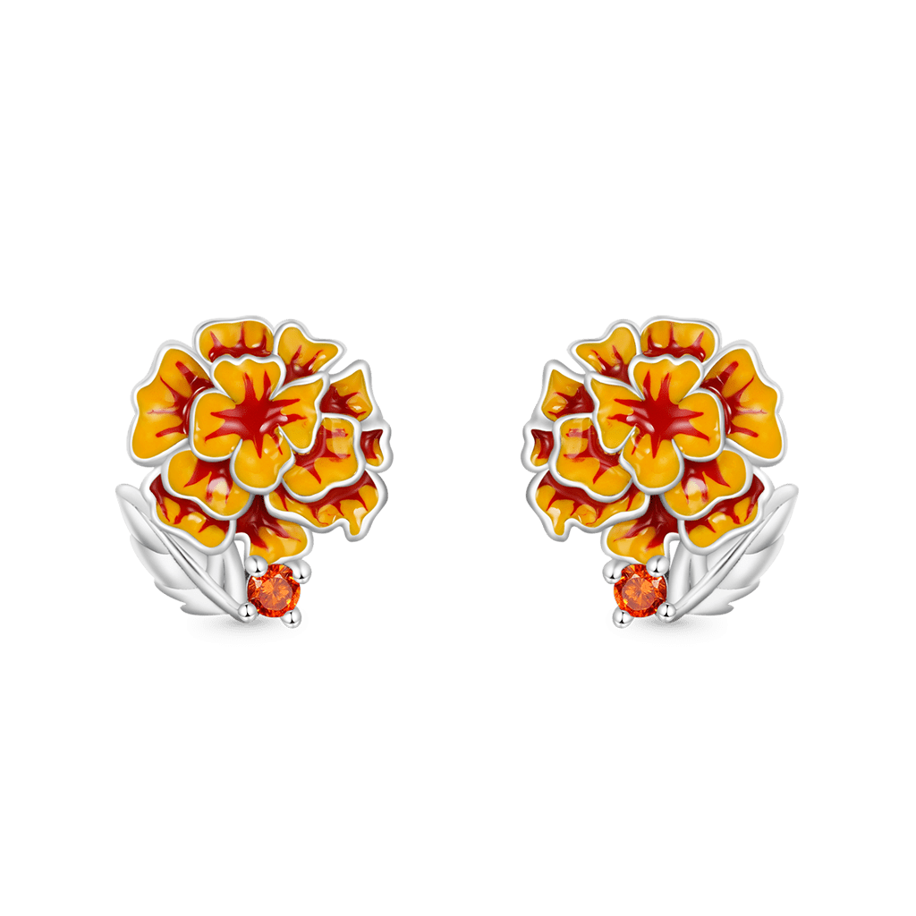 Gnoce Birthday Flower Series Tagetes Erecta Stud Earrings_1