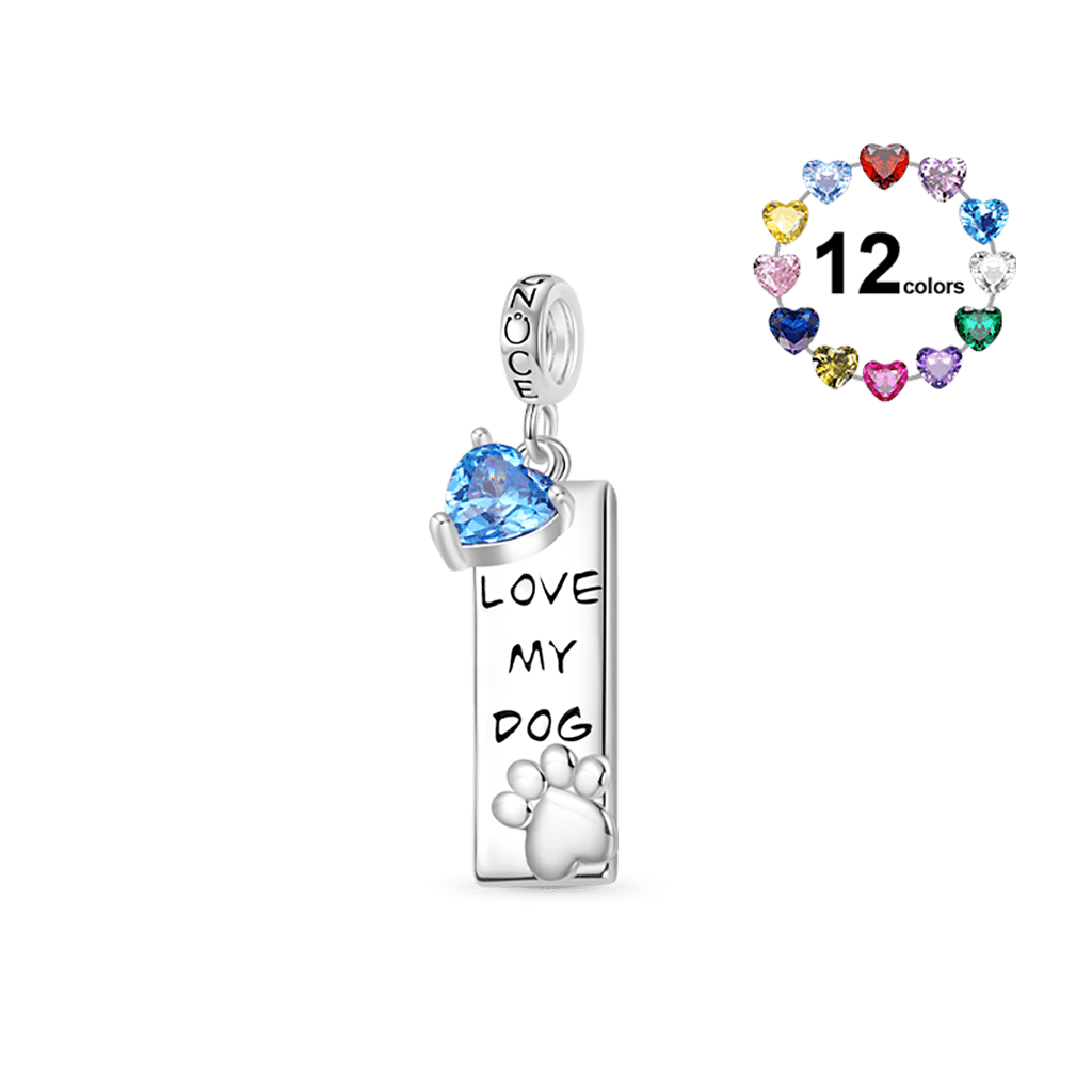 Gnoce Engravable Pet Dog Birthstone Pendant Dangle Charm_1