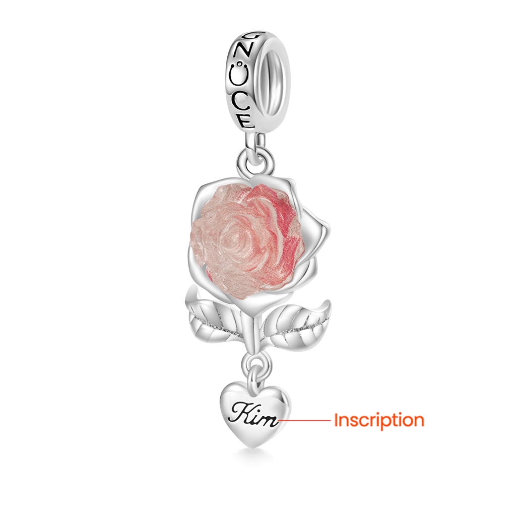 Gnoce Engravable Glow-in-the-dark Rose Flower Charm_2