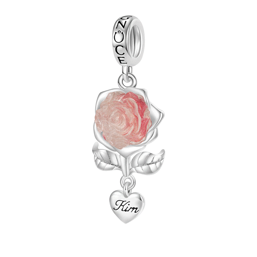 Gnoce Engravable Glow-in-the-dark Rose Flower Charm_1