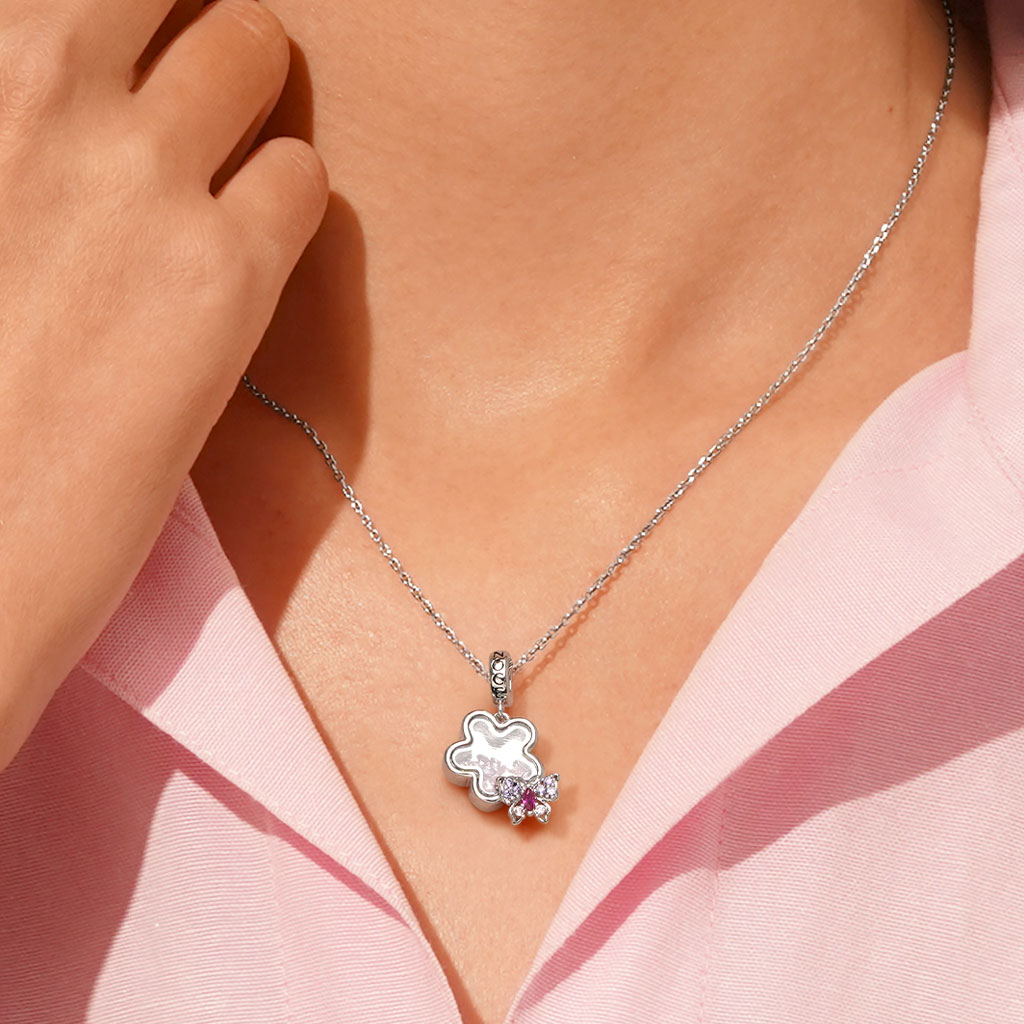 Gnoce Transparent Plum Butterfly Pendant Dangle Charm_5