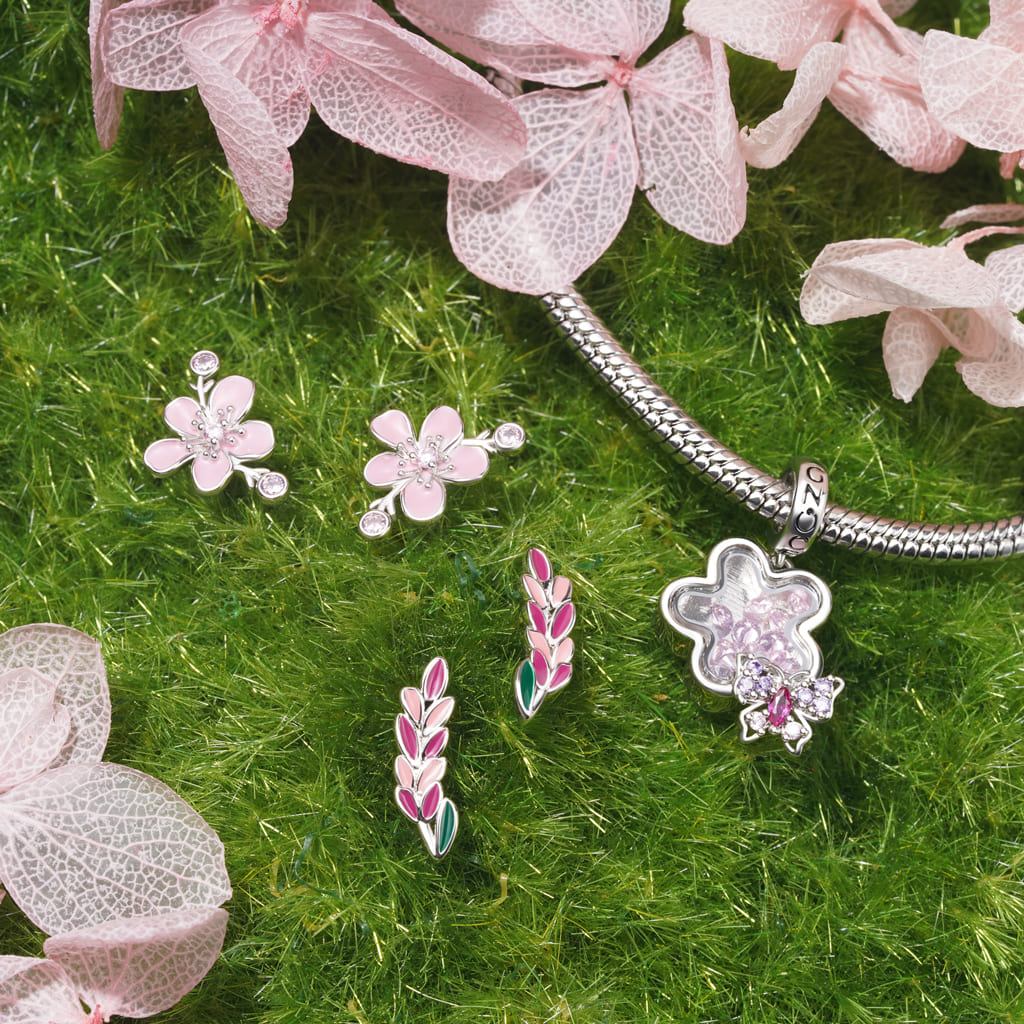 Gnoce Transparent Plum Butterfly Pendant Dangle Charm_3