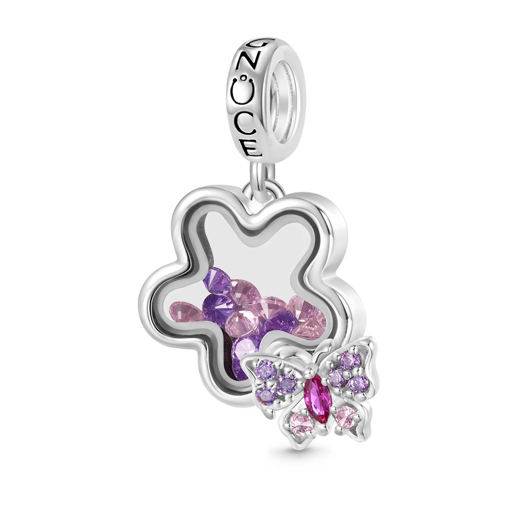 Gnoce Transparent Plum Butterfly Pendant Dangle Charm_1