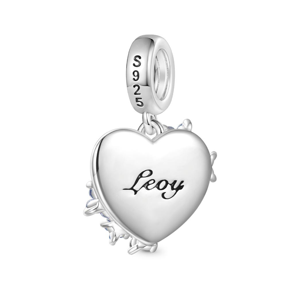 Gnoce Engravable "Life Blooms in Color" Heart Flowers Pendant Dangle Charm_2