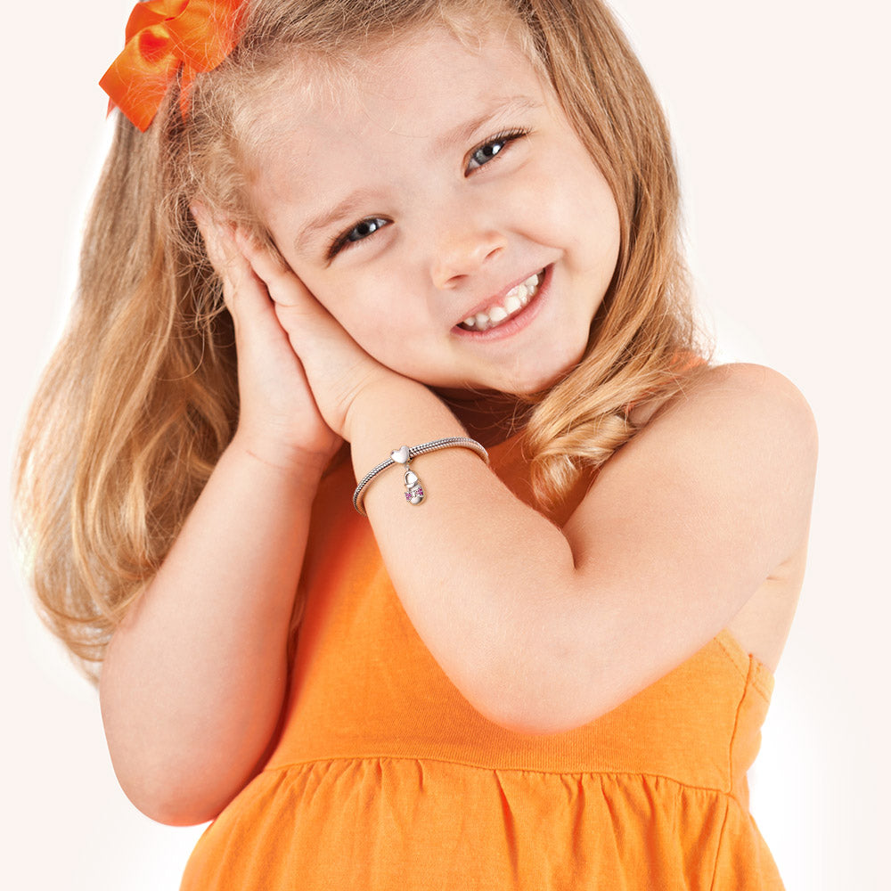 Gnoce "Oh, My Baby Girl" 925 Sterling Silver Bow-knot Shoe Pendant Charm_4