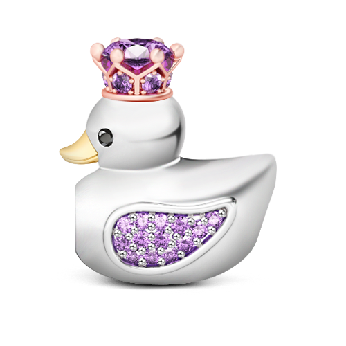 Gnoce "As Happy As Duck" Elegant Amethyst Stones Duck Queen Charm - Fit for Bracelet and Necklace_1