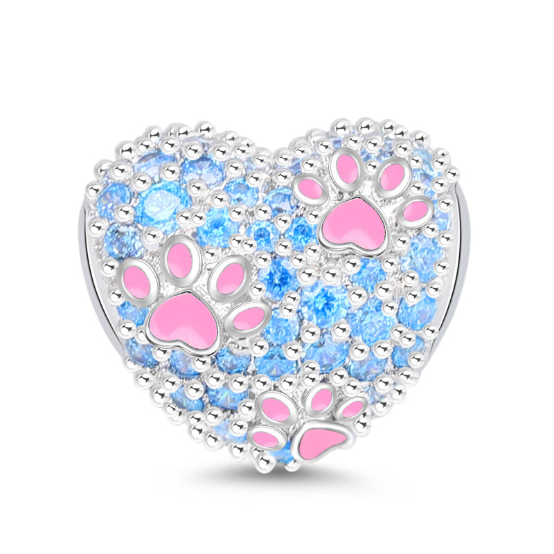 Gnoce "Your Paw Prints on My Heart" Dog Cat Paws Charm Sterling Silver_1