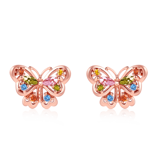 Butterfly Stud Earrings 18k Rose Gold Plated 925 Sterling Silver_1