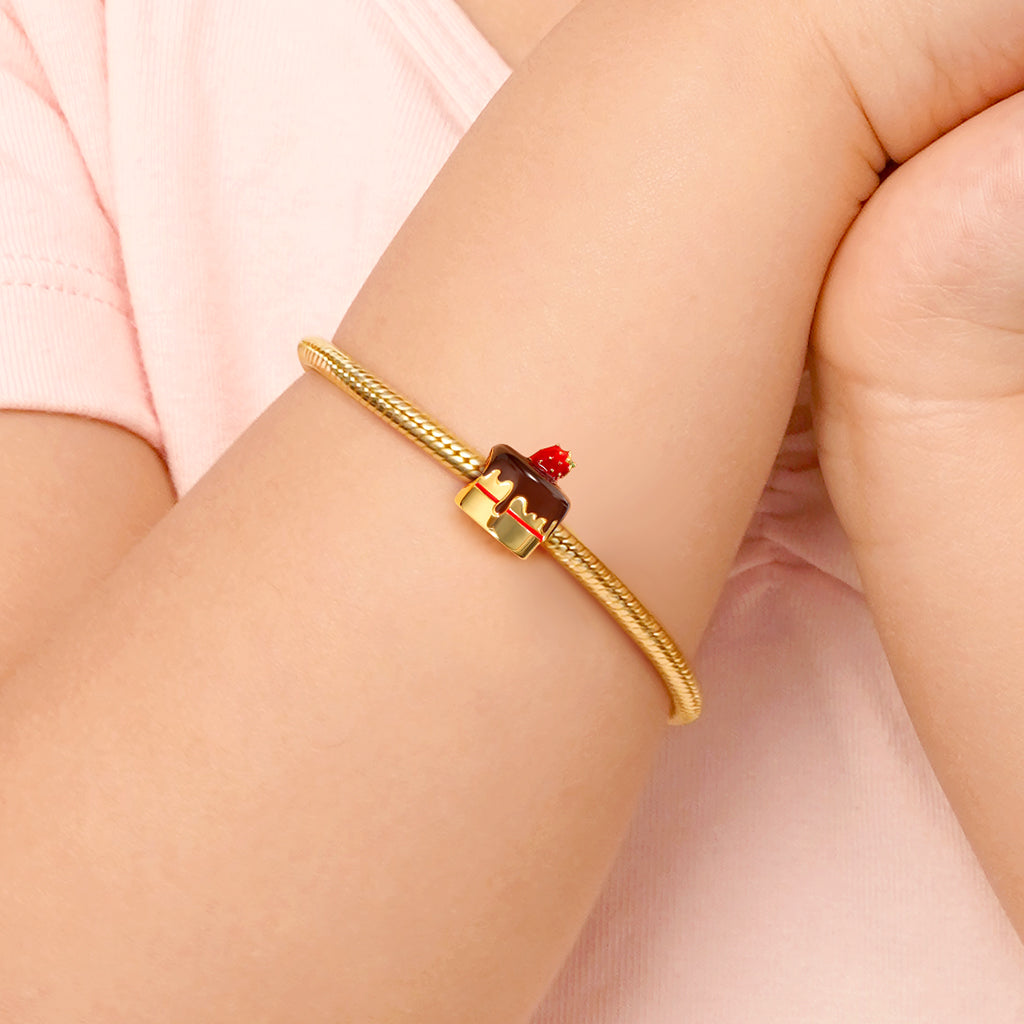 Strawberry Chocolate Cake Charm Bead Sterling Silver 18k Gold Plated_4