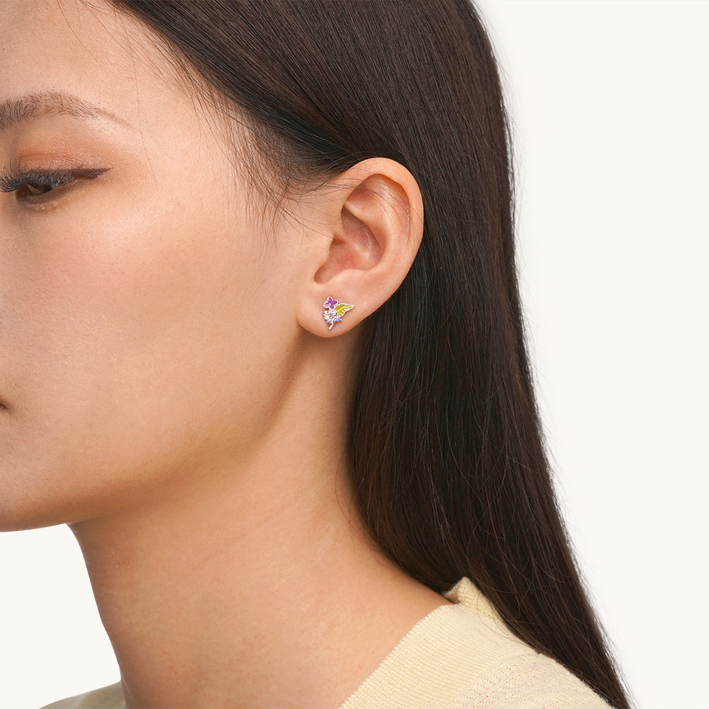 Gnoce Birthday Flower Series Lilac Stud Earrings_4