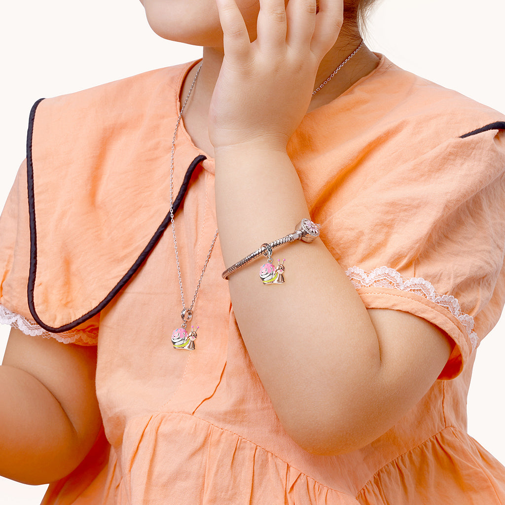 Pinky Snail Pendant Dangle Charm Sterling Silver 18K Rose Gold Plated_3