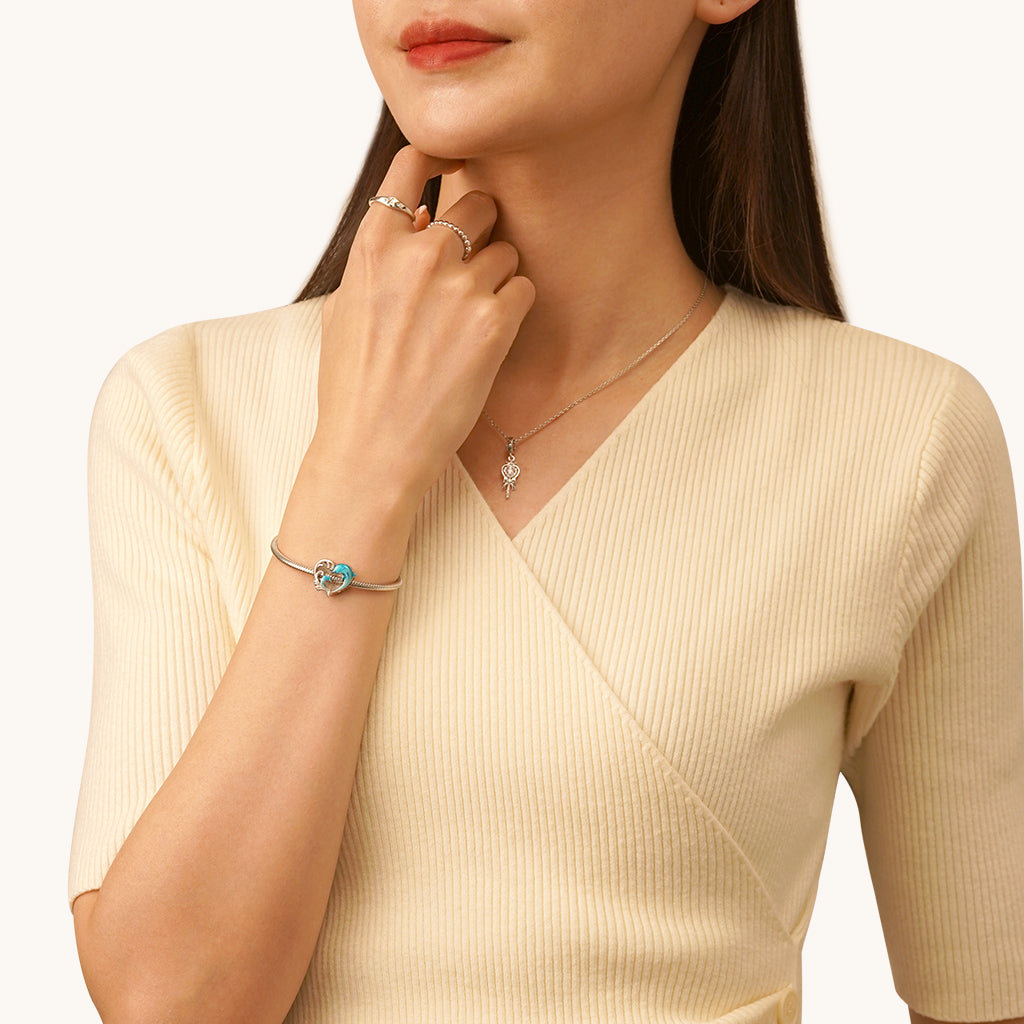 Gnoce "Always love you mom" Dolphin Heart Charm_4