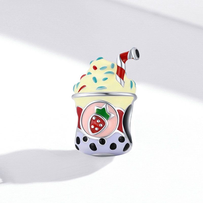 Sweet Ice Cream Milk Tea Charm Bead 925 Sterling Silver with Colorful Enamels_2
