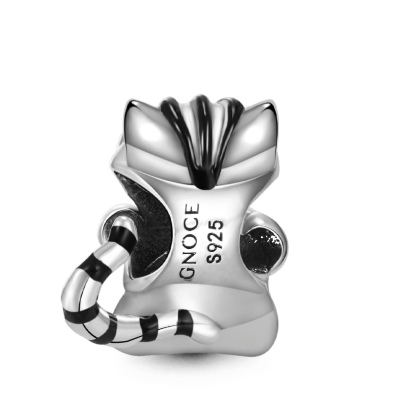 Cheshire Cat Embraces Heart Gemstone Charm Bead 925 Sterling Silver Black Plated_2