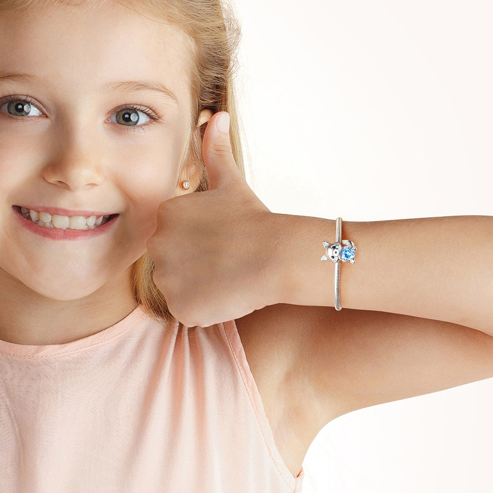 Arctic Fox Embraces Heart Gemstone Charm Bead 925 Sterling Silver_3