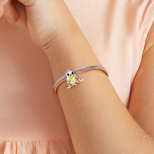 Jellyfish Embraces Heart Gemstone Charm Bead 925 Sterling Silver_4