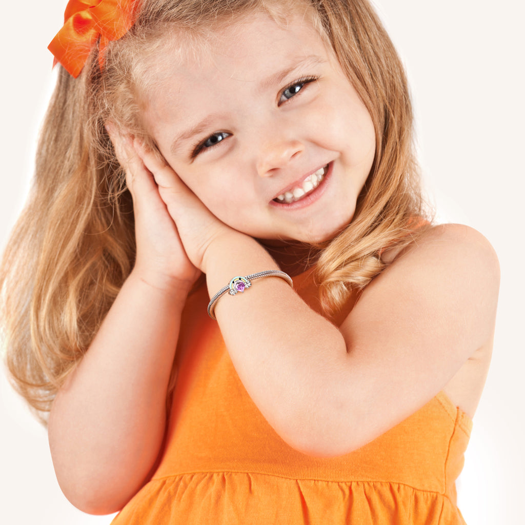 Rainbow Embraces Heart Gemstone Charm Bead 925 Sterling Silver with Colorful Enamels_3