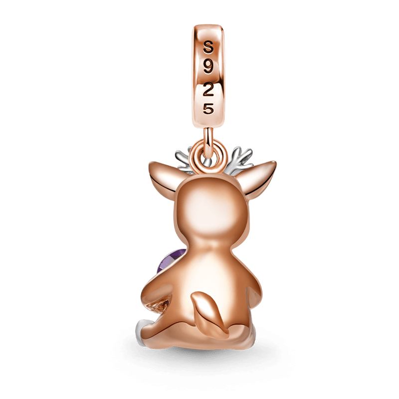 Gnoce Lovely Deer Embraces Heart Gem Pendant Dangle Charm_2