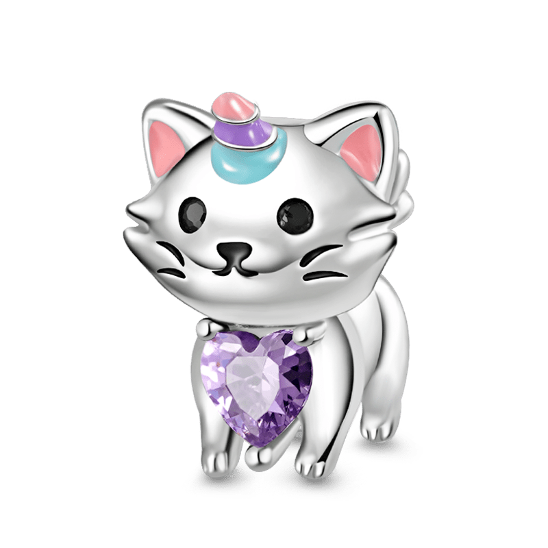Gnoce Unicorn Cat Embraces Heart Gem Charm_1