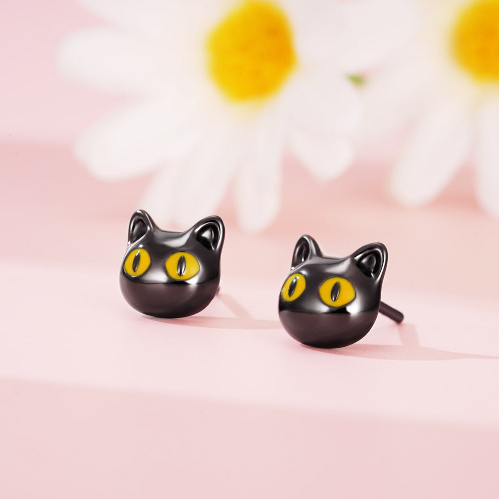 Gnoce Black Cat Stud Earrings_2